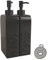Karisky Soap Dispenser Set with Funnel, Non-Slip Silicone Pads, 2 Pack Ceramic Refillable Dish Soap and Hand Soap Dispenser for Kitchen, Bathroom, Matte Black