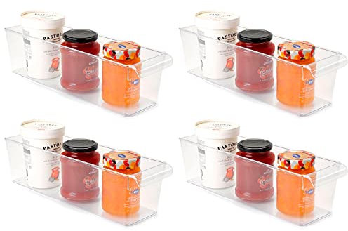 Acan Tradineur - Pack de 4 Cajones organizadores Reutilizables para frigorifico Nº 10 - Fabricado en plástico - Recipiente de plástico Transparente - 10 x 11 x 37 cm
