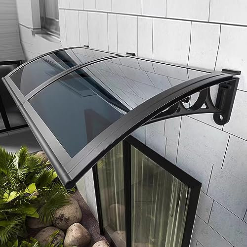 Grey Modern Polycarbonate Cover,Window Awning Front Door Canopy,Patio Porch Awning,Sun Shetter,Outdoor Window Rain Shelter Cover,UV Rain Snow Protection Garden Awning (100x220cm/39x87)
