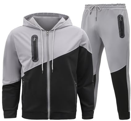 Duohropke Herren Sportanzug Trainingsanzug Reißverschluss Kapuzenpullover Freizeit Sport Set Herbst Winter Frühjahr Set Männer Langarm Jogging Anzug Sweatshirt