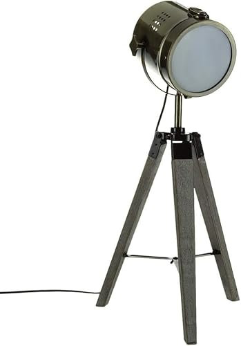 Avilia Lampada LED o Faro di Proiezione Luce Vintage, Design Retrò, Verde, Ideale per Studio e Camera da Letto, in Ottone e Legno, 15x68cm