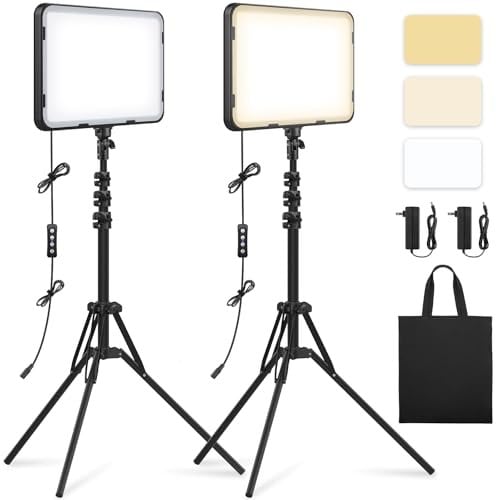 Luce Video Fotografica a Pannello Led Per 63 con Supporto per Treppiede, Obeamiu 20W Luci per Fotografia 2500-8500K Luce Illuminazione per Foto Video Trucco Youtube Tiktok Autoritratto Streaming Live