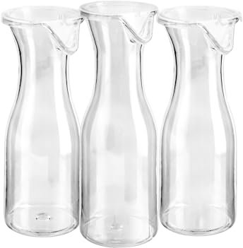 HOMESHOPA Plastic Carafe with Lid, Clear Unbreakable Water Pitcher for Iced Tea, Powdered Juice, Cold Beverages, Mimosa Bar, Wine, Dishwasher Safe Reusable Beverage Containers (3 Pk (12oz/20oz/40oz))
