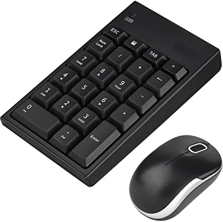 Wireless Numeric Keyboard Mouse Combo, 2,4 GHz 1200 DPI Optische Maus Numerische Tastatur mit 22 Tasten -USB-Nummernblock Tastatur-Maus-Set mit Nano-Empfänger