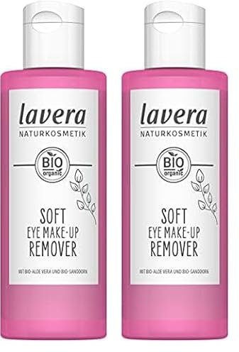 lavera Soft Eye Make-up Remover - Make-Up Entferner - glutenfrei - Für die sensible Augenpartie Vegan - ohne Silikone - ohne Mineralöl - glutenfrei - Bio-Aloe Vera - Bio-Sanddorn - 100ml