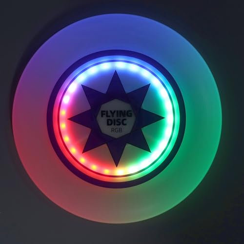 RGB-LED-Flugscheibe, 8 Lebendige Modi, Wiederaufladbar, Einstellbare Helligkeit, Ergonomischer Griff, 4 Stunden Spielzeit, 175 G Schwere Flugscheibe für Nächtliche