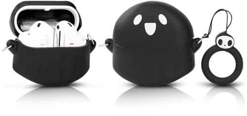 TAOCHEN Case for Samsung Galaxy Buds 3 and for Galaxy Buds 3 Pro Earbuds (2024) with Carabiner, Silicone Charging Protective Cover with Cartoon Skin Design for Man Woman Teen (BKghost)