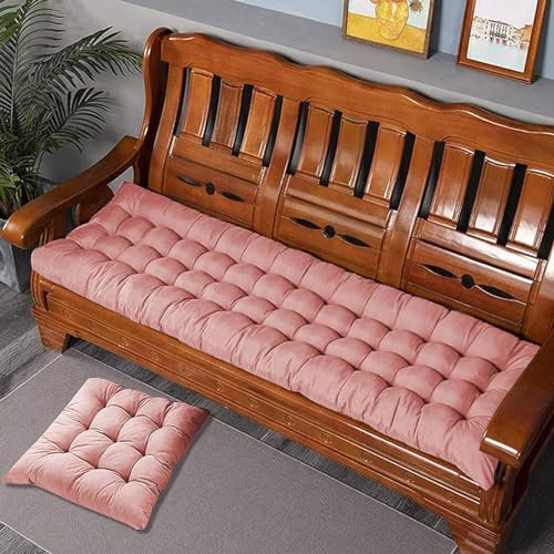Coussin de banc 2/3 places en coton épais pour chaise de jardin - Rose - 150 x 55 cm