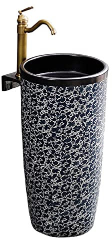 Lavabo sur Pied en céramique Fait à la Main, lavabo sur Pied Monobloc avec Trou d'installation de vidange, pour Salle de Bain, Balcon, E, 42x42x83cm, I-42x42x83cm