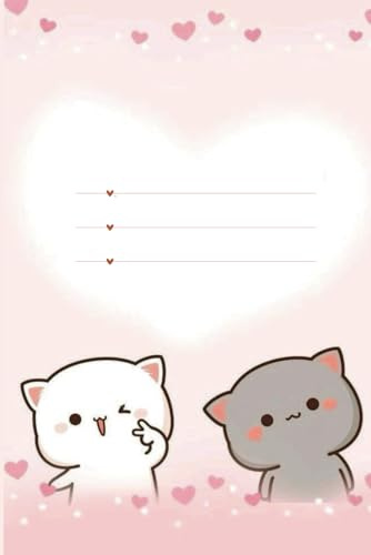 Peach and Goma Mochi Cat Notebook: Love cat gift for everyone - Letter Size 6 x 9 inches, 120 wide ruled pages
