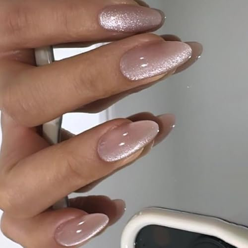 Lot de 24 faux ongles courts en acrylique à coller en forme d'amande pour les amateurs de mode