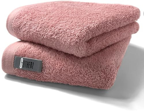 Gutherz | Handtuch Set - 50 x 90 cm | 600g/m2 Luxusklasse | 100% Baumwolle - Weich und Saugstark (Rosé, 2 x Handtuch)