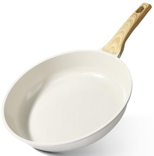 GiPP Ceramic Nonstick Frying Pan - 26cm Healthy Non-Toxic Non Stick Skillet Omelette Pans, Induction Compatible Chef Pan, PFAS & PFOA-Free,Stay Cool Handles(White,26cm)