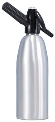 Sifone per Soda da 1 l, in Alluminio, Manuale per bibite Fatte in casa, Mojito, Gin Fizz Cocktail e Spritzer di Vino, Argento