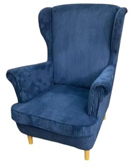 All4All Ohrensessel Sessel - Lounge Sessel mit Armlehnen - Polsterstuhl für Esszimmer - Cordstoff - Relaxsessel - Grau - Grün - Rosa -Blau - Gemütlicher Designer - Wohnzimmer - Fernsehsessel (Blau)