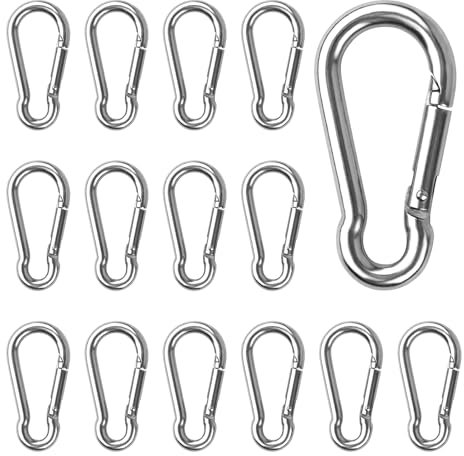 BigKego 15 Stück Karabinerhaken Edelstahl 304 Karabiner Schlüsselanhänger Klein Carabiner mit Schnappverschluss 4 x 40mm für Angeln Wandern Rucksack Hundeleine Hängematte