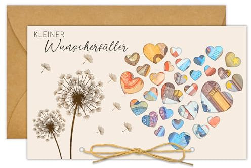 BOYATONG Wunscherfüller Geldgeschenk Verpackung mit Umschlägen, Pusteblume Herz Geldgeschenk Karte für Hochzeit Geburtstag Jugendweihe Reise Konfirmation Weihnachten, Lustige Geschenke Frauen Männer