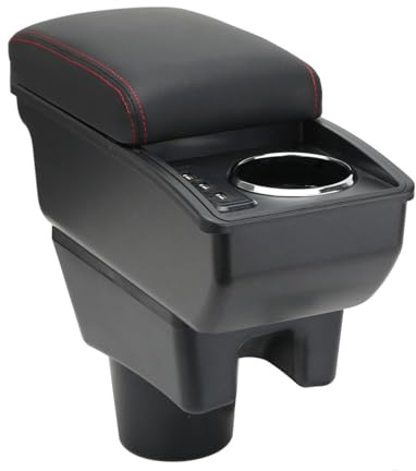OYHCM Mittelarmlehne für Mitsubishi Mirage Space Star,6 USB,Getränkehalter | Passend für Mirage Space Star Armlehne,5 USB-Anschlüsse+1 USB-C,Getränkehalter,Doppelter Stauraum,Schiebbarer Deckel,PU-Leder