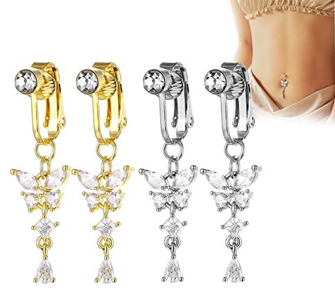 Skinyslim Lymphy Magnet-Therapy Mag Bauchring, Shinyskinny Lymphadrainage Bauchnabelringe, Nicht Piercing Akupressur Magnetische Bauchnabelringe zum Abnehmen, Schmetterlings-Bauchnabelringe