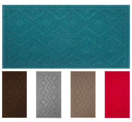 OLIVO.shop Tappeto Bagno Antiscivolo, Tappeti per Bagno Moderni e Assorbente, Lavabile, Morbido, Tappetino Doccia e Vasca NEVADA (PETROLIO, 50x130 cm)