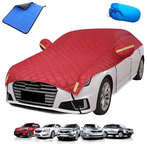 Hagelschutz Auto, 2025 Neue 190T Hagelschutzplane Auto, Schneefest Wasserdicht Winddicht Sonnenschutz UV-Schutz, Hageldecke für Limousine/SUV/MPV/Schrägheck (Rot, Limousine)