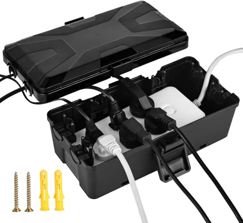 Boîte électrique pour extérieur, couvercles de prise de courant extérieurs étanches IP54, protections de prise de courant pour prolongateurs d'extérieur, grande boîte à câbles étanche 26,1 x 15 x 9,4