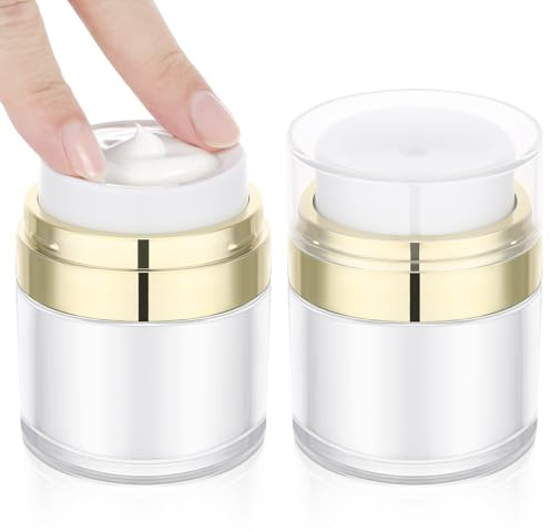 Segus Airless Pump Bottle, 2 Pcs 50g Vacuum Travel Containers for Creams, Empty and Refillable, Airless Cream Dispenser for Household Use