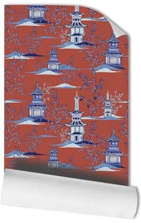 Wandschutzfolie Ziegel Rot Blau Klebefolie Möbel Möbelfolie Wandtattoo Selbstklebende Folie Tapete Klebe Tpete Wandtattoo Schlafzimmer Vliestapete Wall Paper Self Adhesive 38.6x480.6cm/1 roll
