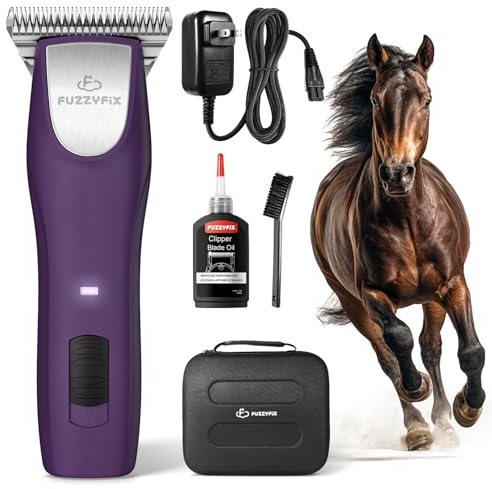 FuzzyFix Professional Horse Clippers Cordless Detachable Wide Blade 2 Speed
