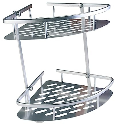 LIFKICH Aluminium Duschregal Organizer Für Badezimmer-Ecke Silber Passt Oberfläche Zur Aufbewahrung Von Shampoo Handtuch Und Seife