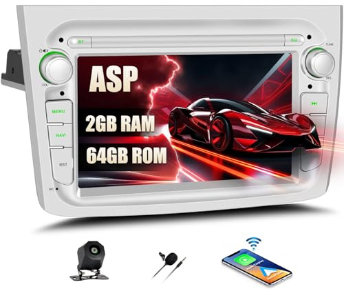 CAMECHO 2+64GB Android 15 Car Stereo for Alfa Romeo MITO 2008-2016 with Carplay Android Auto, 7” IPS Car Radio with Bluetooth ASP WiFi GPS FM/RDS USB EQ SWC Reversing Camera