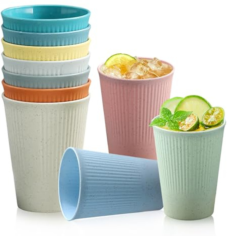 Lunyloer 10er Kunststoffbecher, Mehrwegbecher 350 ML Plastikbecher Mehrweg | aus Gesundes PP Becher Plastik BPA Frei Kunststoffbecher, Kaffeebecher Plastik Becher für Haus Party Camping(10 Farben)