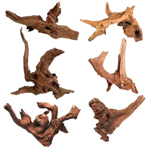 NEUSID 6 PCS Driftwood for Aquarium, Natural Fish Tank Branches Wood Decorations for Aquascaping Micro-aquariums Hardscape Reptiles Decor