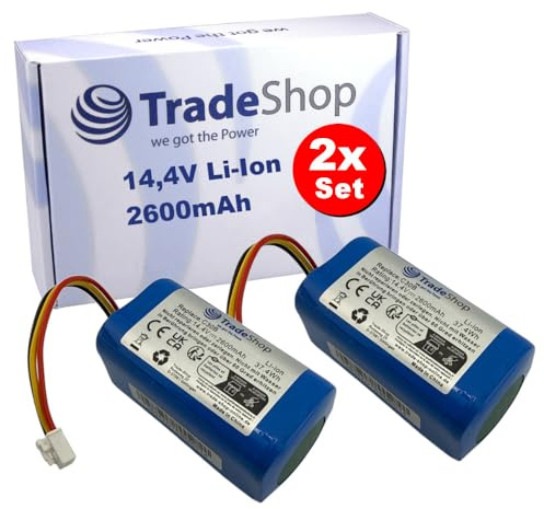 2X Trade-Shop Li-Ion Akku 14,4V 2600mAh kompatibel mit Blaupunkt 6.60.40.02-0 D071-INR-CH-4S1P, kompatibel mit Liectroux MD-C30B / Saugroboter Zubehör