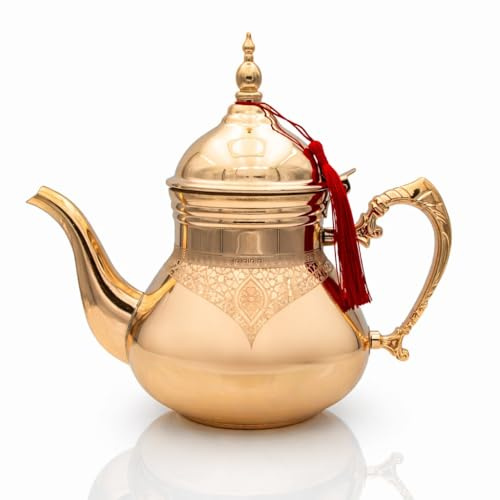 Tetera marroquí Agadir, oro rosa y plata, 0,8 l - 1,6 l, apta para inducción, todos los tipos de cocina, tetera tradicional, berrad, cay (oro rosa, 0,8 l)