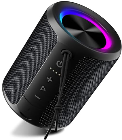 DUDGSIS Bluetooth Lautsprecher, Tragbarer Lautsprecher Kabelloser mit IPX7 wasserdicht, Fantastischer Sound, Staub- und stoßfest, 30H Akkulaufzeit, schwimmfähig, für drinnen, draußen, Wandern