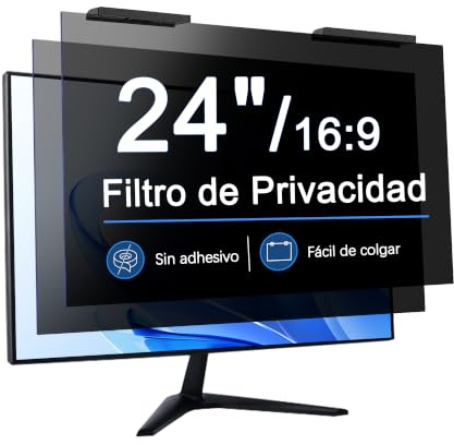 Zspeed 2 Pack Hanging Computer Privacy Screen Filter for 24 Inch Monitor | 16:9(547 x 320 mm) No Adhesive Removable Anti Glare Blue Light Scratch Protector Film for Hp/Dell/Acer/Lenovo/Asus