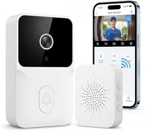 Wireless Video Doorbell, 2K 3MP Ultra Clear Smart video Doorbell Camera, Ring Chime Night View 170° DFOV Ultra Wide,AI detection Battery No Month Fee