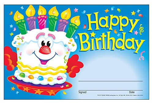 Trend Happy Birthday Recognition Awards, mehrfarbig, 21,6 x 14,7 cm (T-81017)