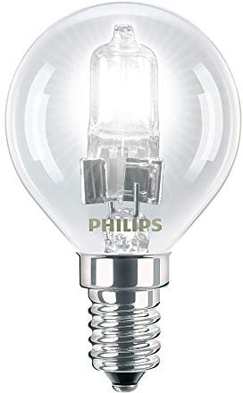 3 Pack of 28W Philips P45 Eco Classic Energy Saving Light Bulb Halogen Light E14 Screw in Fitting , Golf Ball Shape, Clear Finish