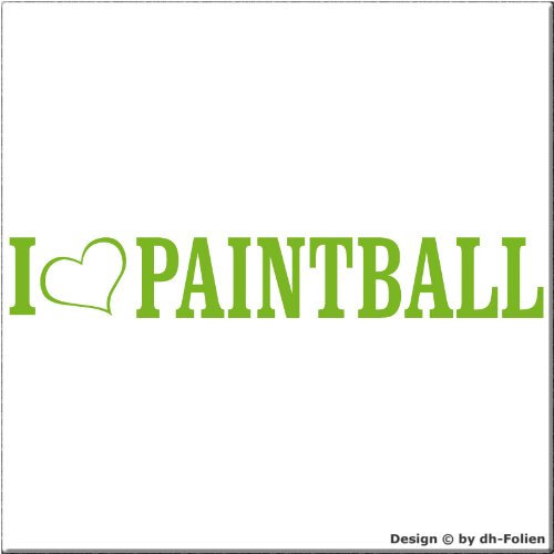 cartattoo4you® AL-00872 | I Love (als Herz) Paintball | Autoaufkleber Aufkleber Farbe apfelgrün, in 23 weiteren Farben erhältlich, glänzend 20 x 3 cm