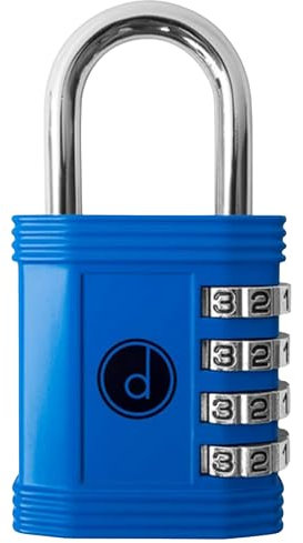 Padlock 4 Digit Combination Lock - for Gym School Locker, Outdoor Gate, Shed, Fence, and Storage - Weatherproof Metal - Keyless, Easy to Set, Resettable - Blue