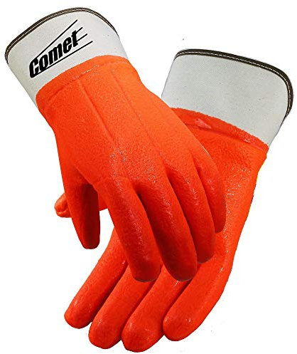 Galeton 7210 Comet Insulated PVC Coated Protective Gloves, Safety Cuff, Large, Orange (Pack of 12)