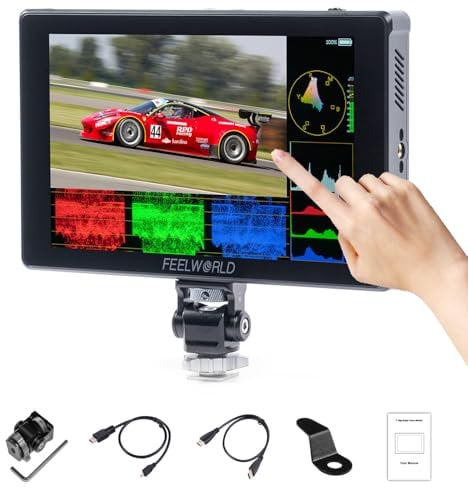 FEELWORLD F7 PLUS Monitor campo 7 Touchscreen 1200nit per fotocamera DSLR, 3D-LUT, 4K 60Hz HDMI2.0 HDR Waveform, Install Esterna NP-F970