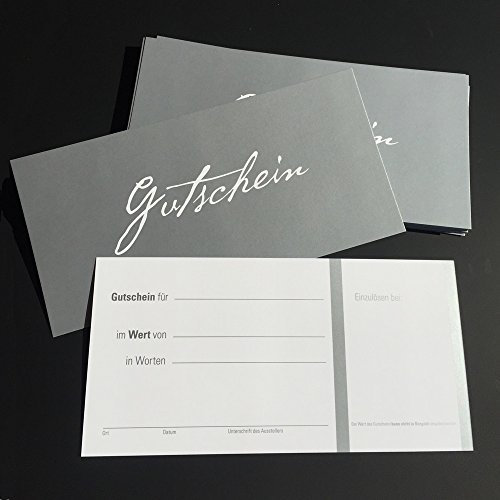 10 Gutscheine Gutscheinkarten Geschenkgutscheine – edel neutral Silber