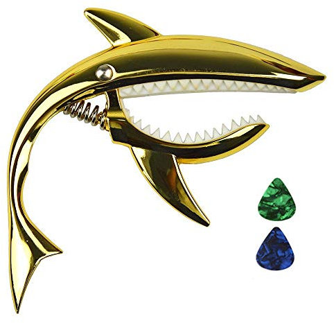 Imelod Kapodaster Hai Kapodaster aus Zinklegierung für Akustik- und E-Gitarren mit gutem Griffgefühl, ohne Fret Buzz und langlebig(Gold)