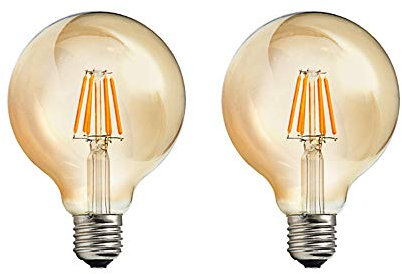 HUAMu Glühbirne Globe Vintage G95 E27 4W LED Retro Lampe Soft Spiral Filament Dekorative Glühbirne Ersetzt 40W 400LM Warmweiss 2700K 220-240V Filament Fadenlampe Nicht Dimmbar - 2 Stück