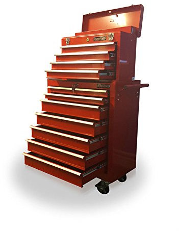 US PRO RED MECHANICS STEEL CHEST TOOL BOX ROLLER CABINET 11 DRAWERS