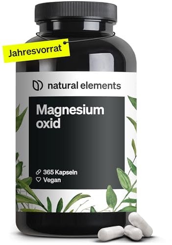 Magnesium - 365 Kapseln (Jahresvorrat) - 667mg, davon 400mg elementares Magnesium pro Kapsel - Laborgeprüft, hochdosiert, vegan
