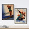 Nacnic Poster Jahrgang. Poster, die Welt der Werbung. Zwei Blätter Vintage-Ski und Trampolin. A3 Größe